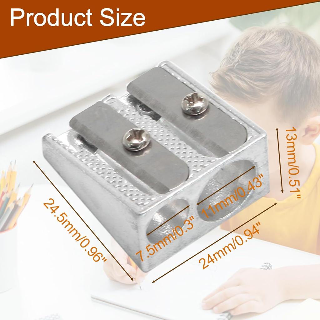 16 Pack Handheld Metal Pencil Sharpener with 2 Holes - Aluminum Alloy Sharpener for Standard Size Pencils