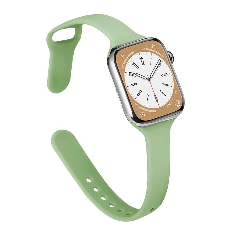 Slim Strap for Apple Watch Band 44mm 40mm 38mm 42mm Ultra 49mm Silicone Bracelet Correa iWatch Series 6 Se 5 4 3 7 8 45mm 41mm