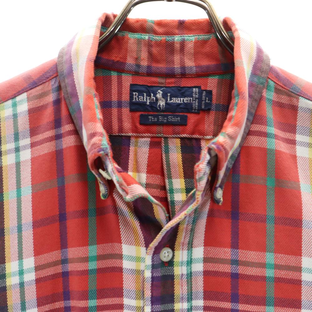 Ralph Lauren 80s 90s OLD THE BIG SHIRT Check Pattern Long Sleeve Flannel Shirt Men's Used