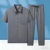 2026 Men's Summer Lapel Short-Sleeve Shirt Set - Breathable Father's Day Two-Piece for Middle-Aged & Elderly Dads
