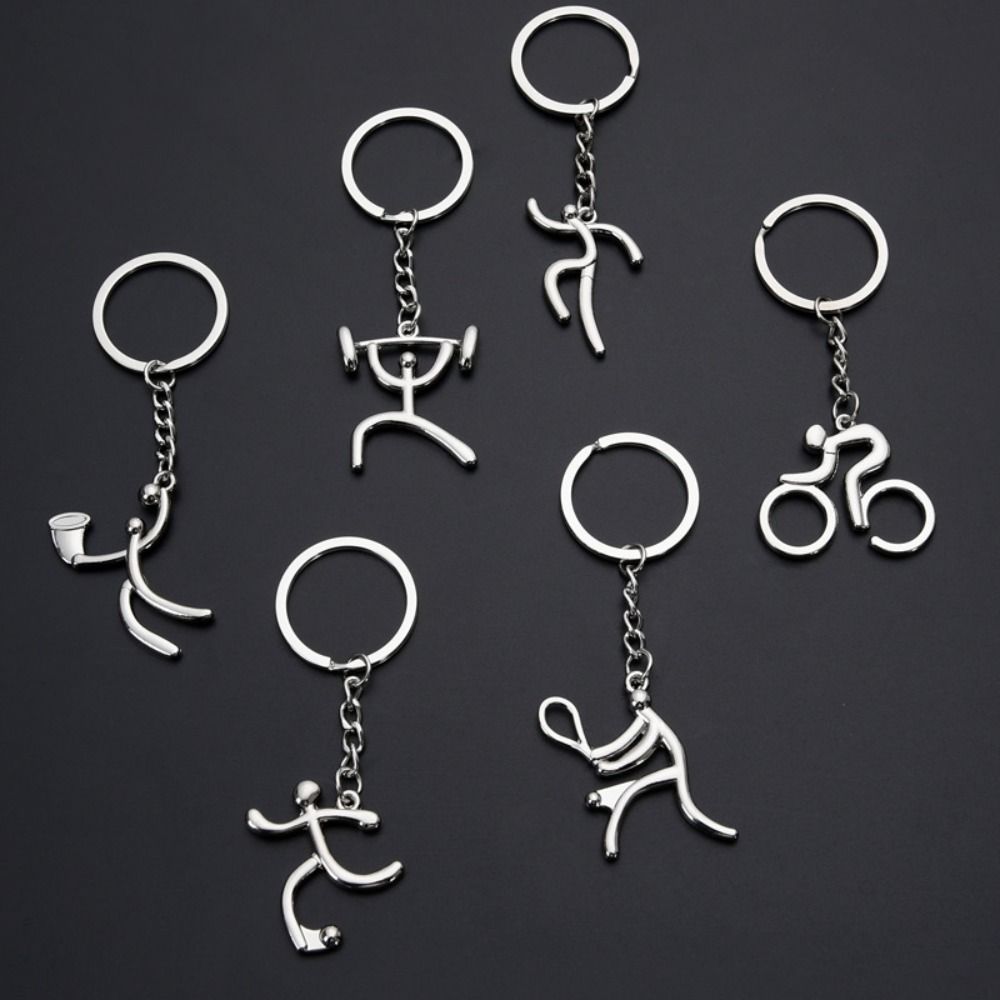 Running Metal Sports Logo Keychain Weightlifting Zinc Zinc Alloy Pendant Simple Key Ring Ornaments Girls