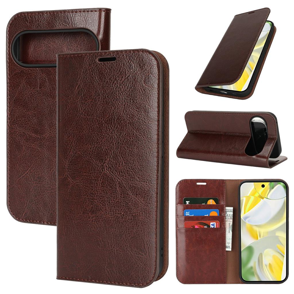 For Google Pixel 10 Pro XL Case Crazy Horse Texture Split Leather Wallet Phone Cover