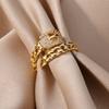 Zircon Belt Rings For Women Stainless Steel Adjustable Finger Ring Femme Geometric Wedding Aesthetic Jewerly Gift Anillos