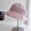 High-end Korean-style Summer Cotton Linen Slouchy Bucket Hat for Women Minimalist Breathable Sun Protection Caps