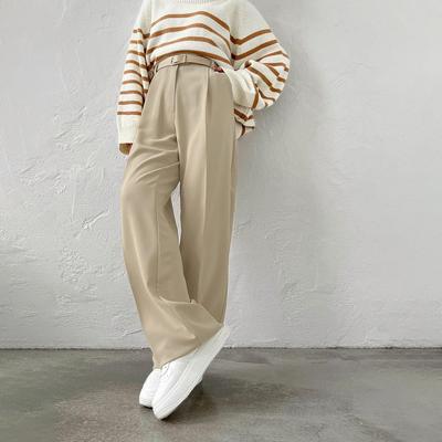 Spring Summer Women's Commuter Loose Straight Trousers Suit Pants