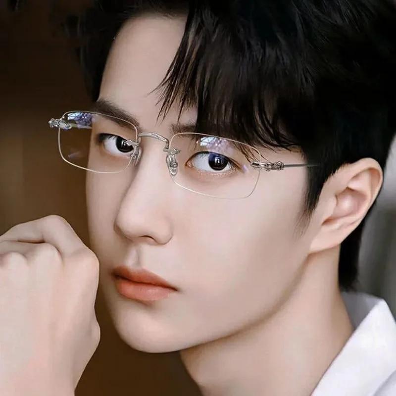 Korean Anti-Blue Light Glasses Unisex Ultralight Square Alloy Frame Eyeglasses Elegant Comfortable Glasses Eye Protection Women