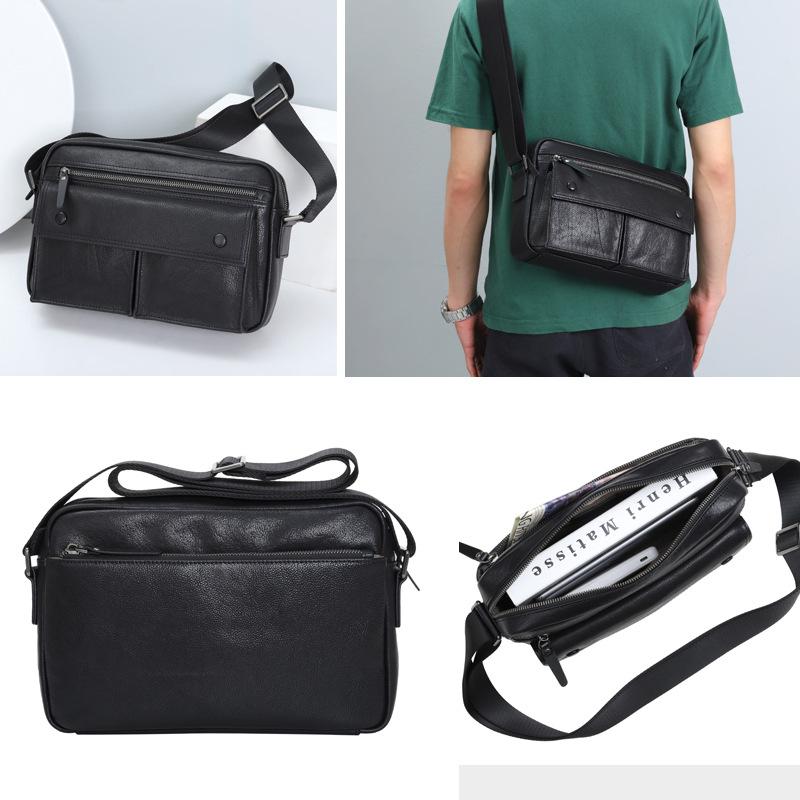 Men's Crossbody Bag Genuine Leather Large-capacity Fashionable and Niche Messenger Bag Retro Business Single-shoulder Bag Casually