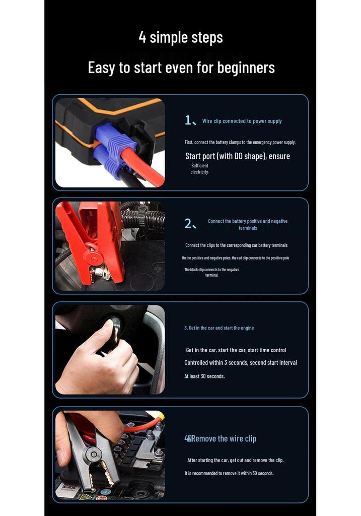 Portable Car Jump Starter with Integrated Lithium Battery and Tire Inflator