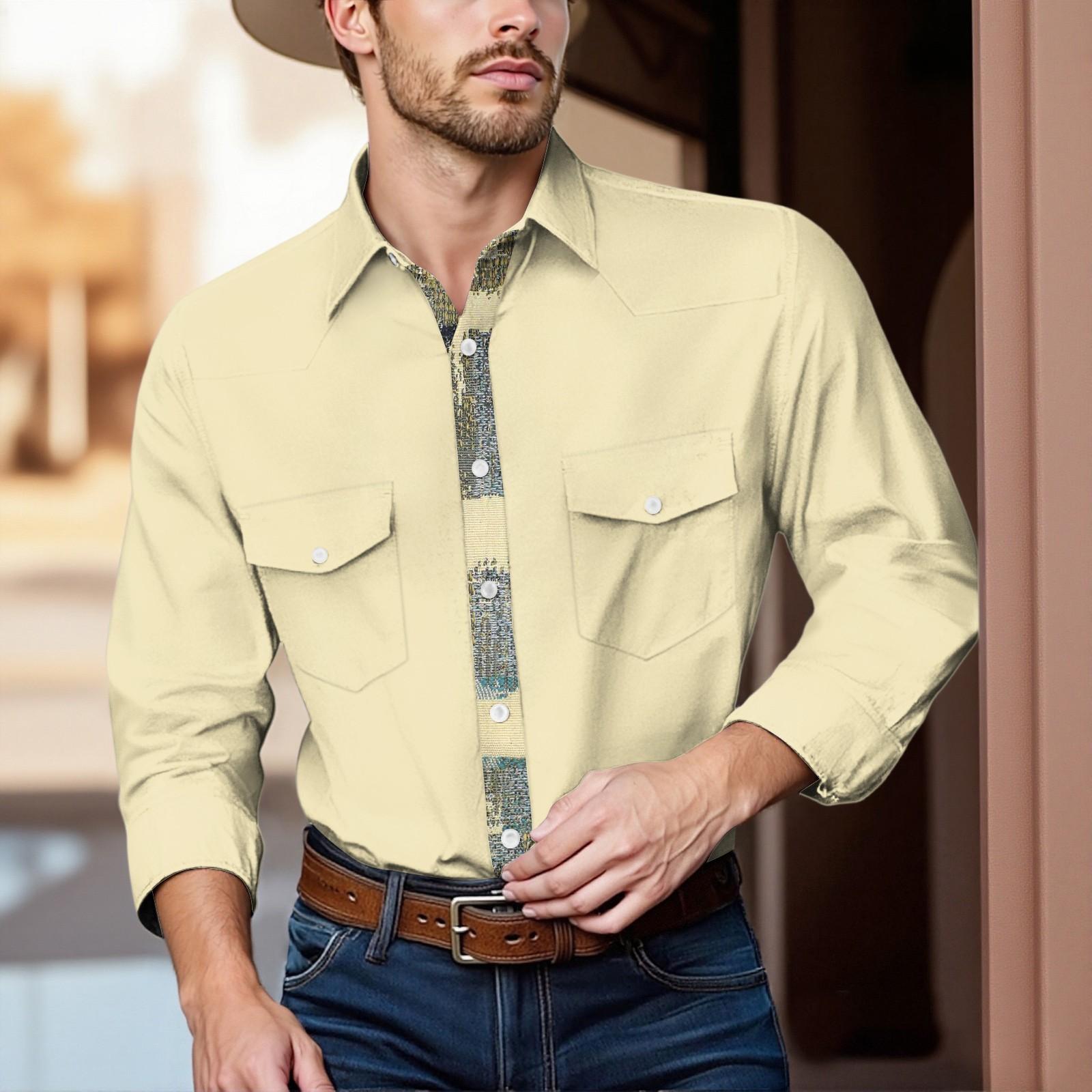 

Men S Fashionable Lapel And Shoulder Length Short Sleeved Casual Top M бежевий