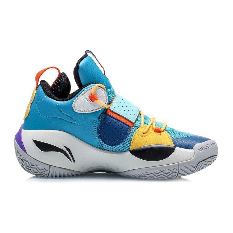 Li-Ning All City 8 Cloud Non-Slip Shock Absorbing Durable Lightweight Rebound Low-Top Basketball Shoes Kids Sneaker Blue Yellow YKBS114-3