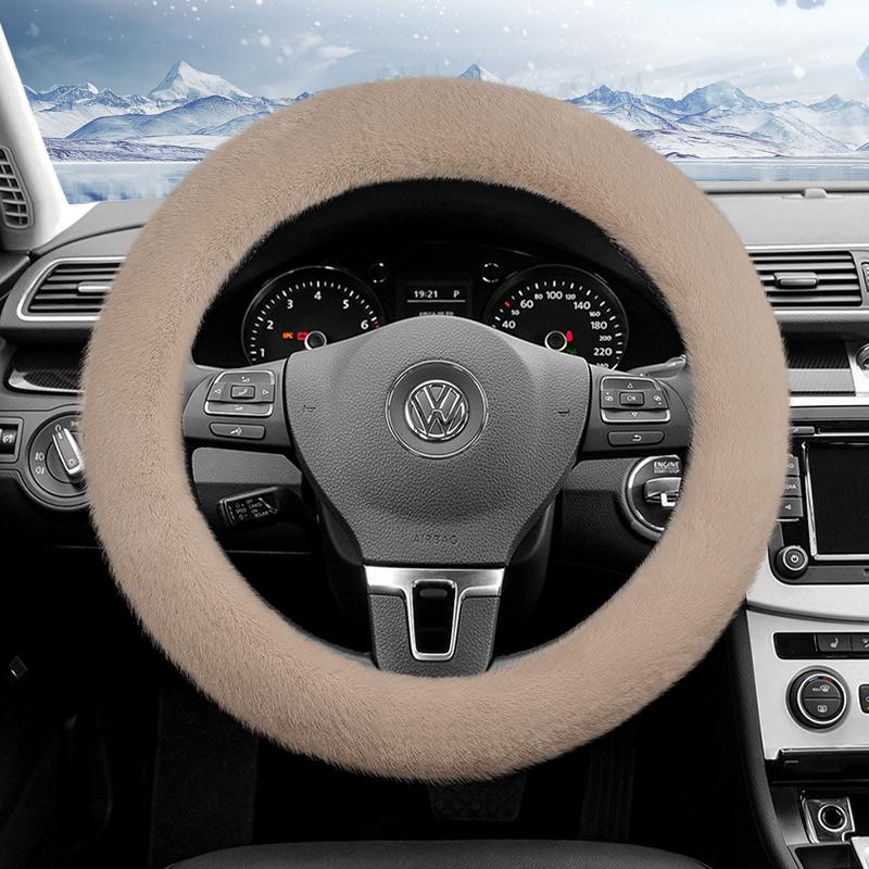 Suitable for Volkswagen Plush Steering Wheel Cover, Autumn and Winter Warm Non-Slip Protective Cover, Golf Tiguan Polo T-Roc Jetta Id.4 Id.3 Atlas