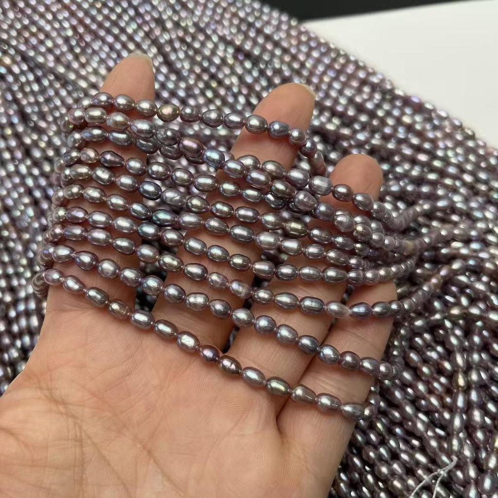 1String, Purple Natural Freshwater Pearls, 4-5mm, Boho Handmade Rice Pearl Beads for Jewelry Making DIY Crafts,  Birthday Party Gifts Bulk, 36cm