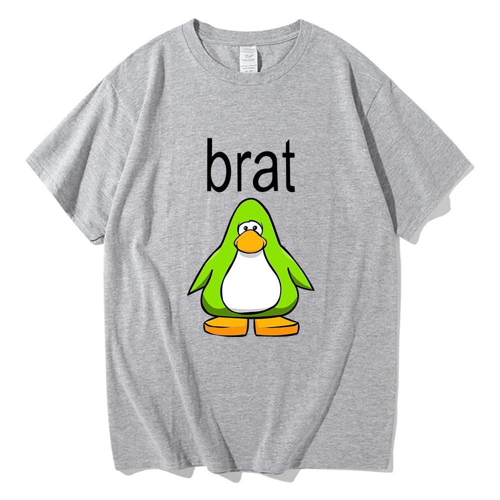 Brat Club Penguin T-shirt Women's Casual Loose Charli XcX Brat Its Completely Different But Still Brat T-shirt Cute T-shirt