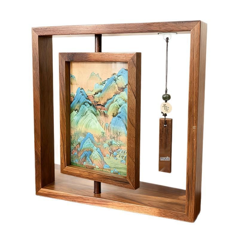 Double-Sided Rotating Transparent 7-Inch Wooden Photo Frame for Tabletop Display