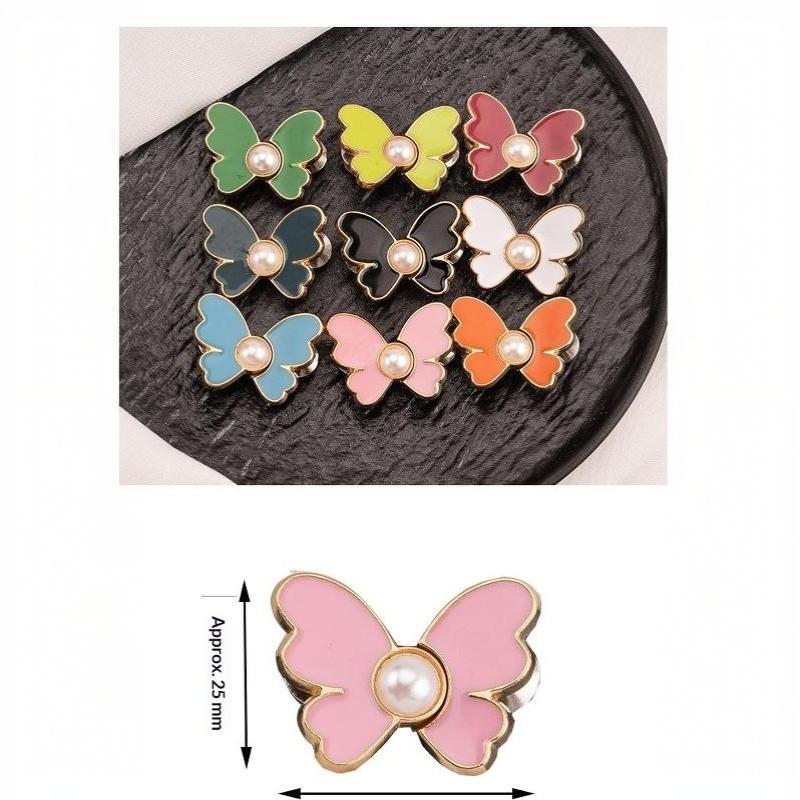 2Pcs Pearl Butterfly Adjustable Pant Waist Tightener Jeans Alloy Button No Sewing Required Easy To Install Accessory Pins