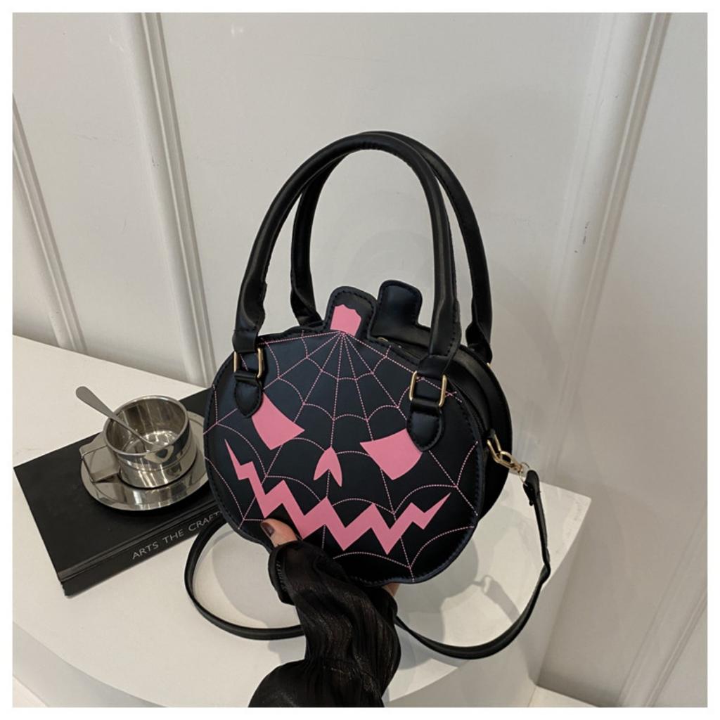 Halloween, Bags, Contrasting Colors, Women's Bags, Single Shoulder Bags, Small Round Bags, Funny Bags, Pumpkin Bags