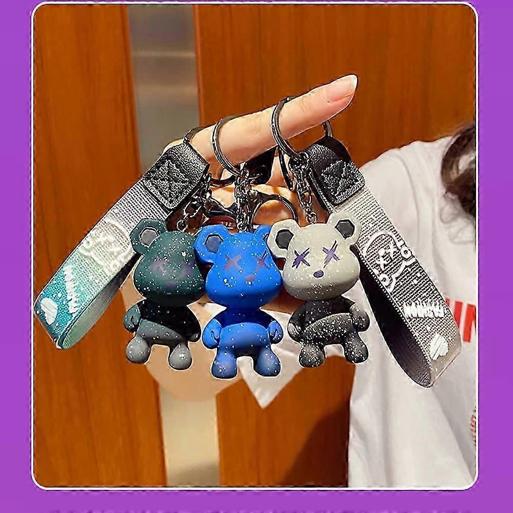 Uroczy Zmieniający Kolor Niedźwiedź Żywiczny Breloczek Kreatywny Pleciony Pasek PVC Kreskówkowe Zwierzątko Breloczek do Torebki Breloczek do Kluczy Samochodowych Metalowy Breloczek Mężczyźni Kobiety Chłopiec Dziewczynka-Zielony