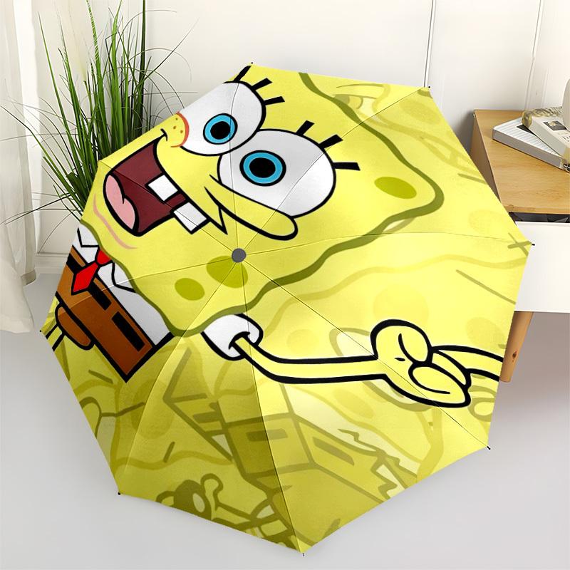 1 ks Spongebob Automatický Otevírací/Zavírací Skládací Deštník, Větruodolná Konstrukce s 8 Žebry, Lehký Cestovní Deštník pro Ženy/Muže, Ideální Dárek 0902053