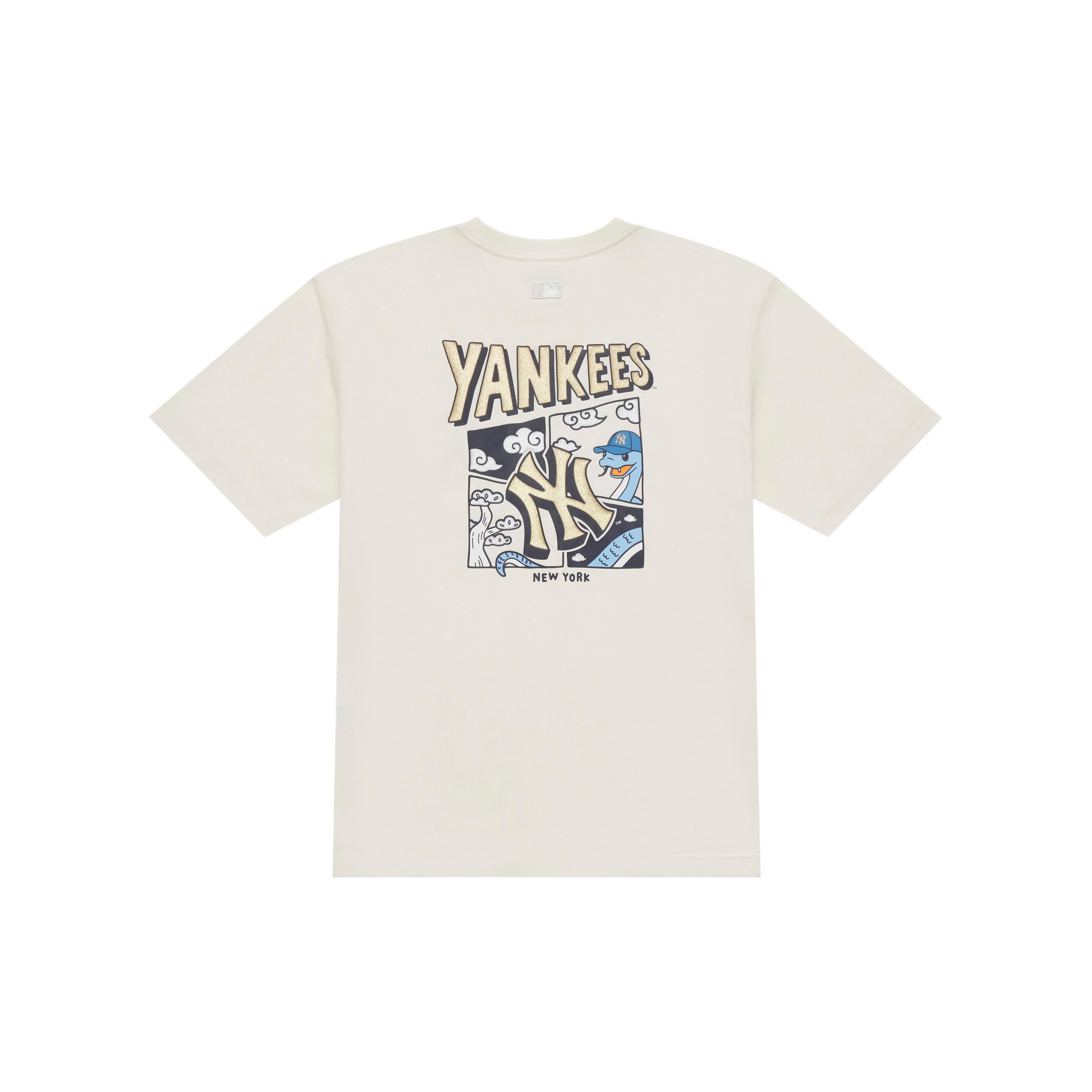 

New MLB New York Yankees Snake Year CNY Collection SS25 T Shirt Unisex Standard Ivory 3ATSQ0251-50CRS XL