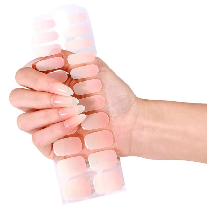 1Set Gel Nail Stickers 22pcs Color Variety Nail Art Set Full Nails Wraps for Women Easy to Apply