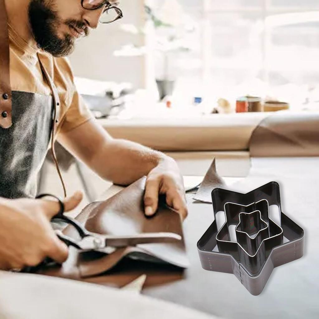 3 Stück Sternform Leder-Schneideform DIY Hochkohlenstoffstahl Lederstanzform zum Schichten von Stoff Leder Schmuck