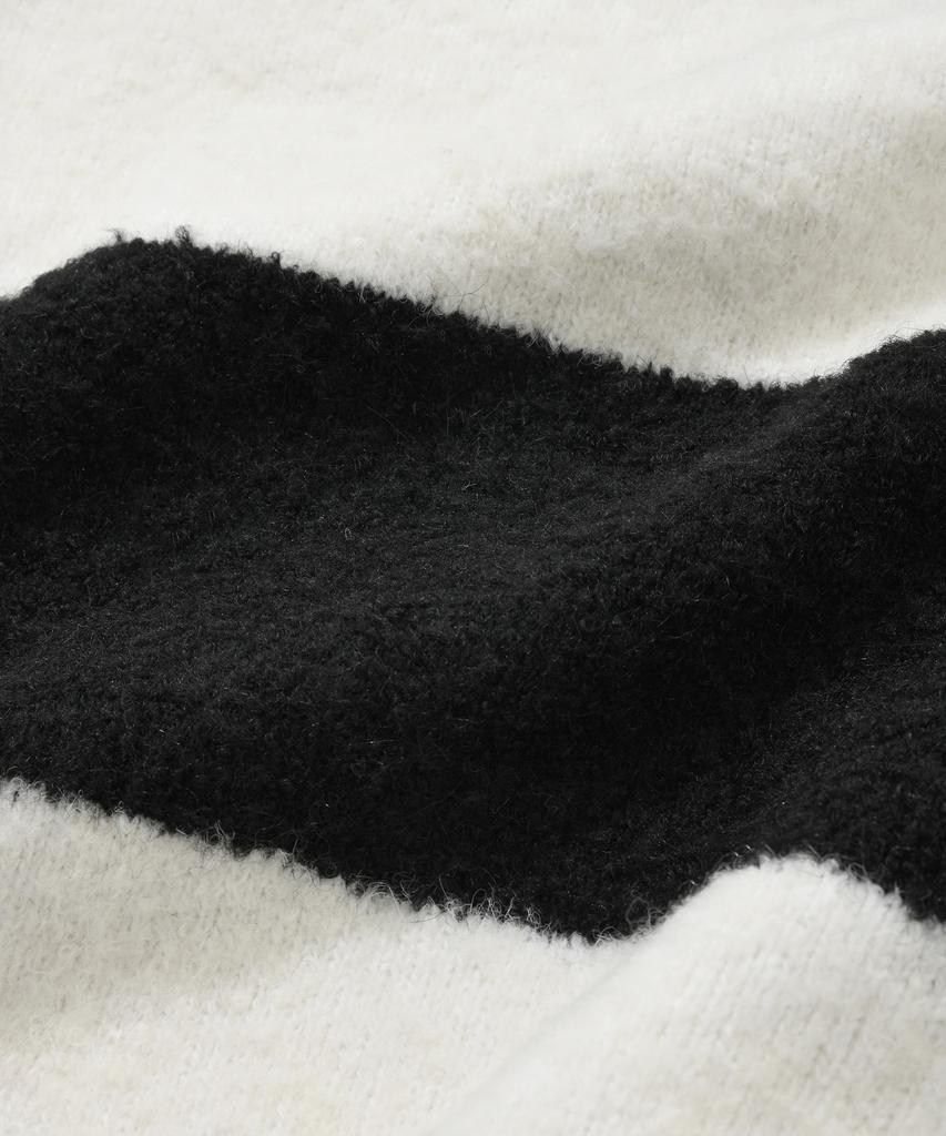 FALLETT Boucle Collar Striped Knit Black