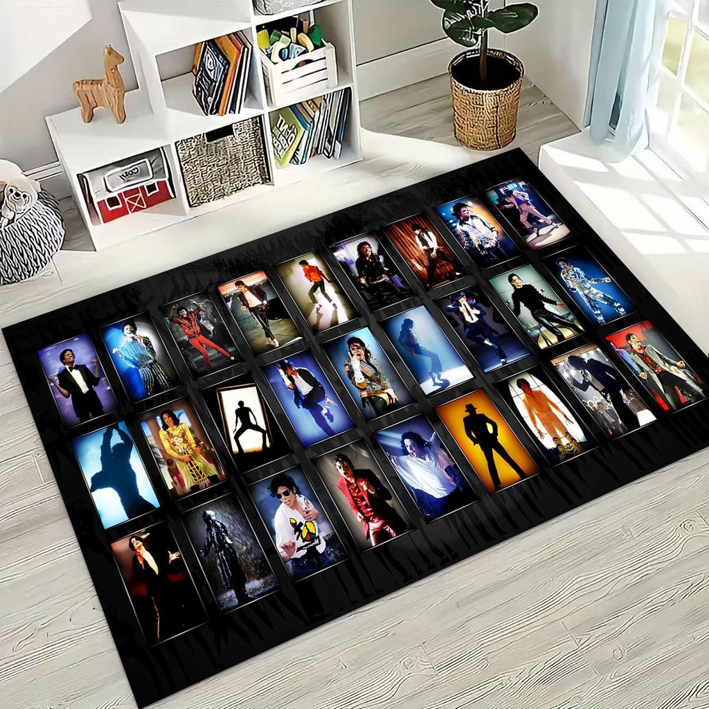 Fashion MJ Michael Jackson King of Pop Art Rug for Bedroom Living Room Sofa Home Doormat Decor, Large Kids Non-slip Floor Mat
