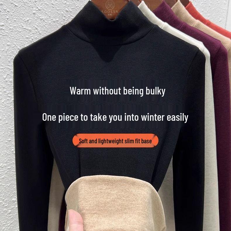 Women's Thickened Velvet High Neck Fleece-lined Base Layer, Autumn 2025 Warm Cashmere Top