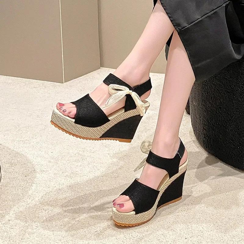 High Quality Women's Shoes Plus Size Women's Sandals Peep Toe Dress Sandals Women New Round Toe Wedge Sandals