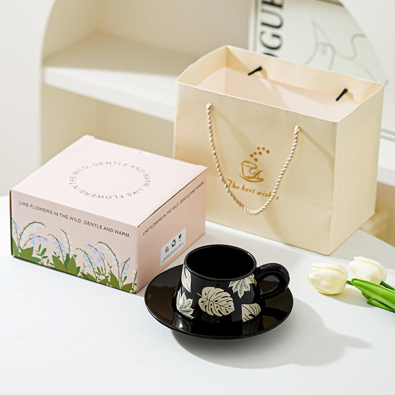 Creative Office Worker Afternoon Tea Coffee Cup Saucer Set Ceramic Cup High End Sense Housewarming Wedding Socks Gift Cup