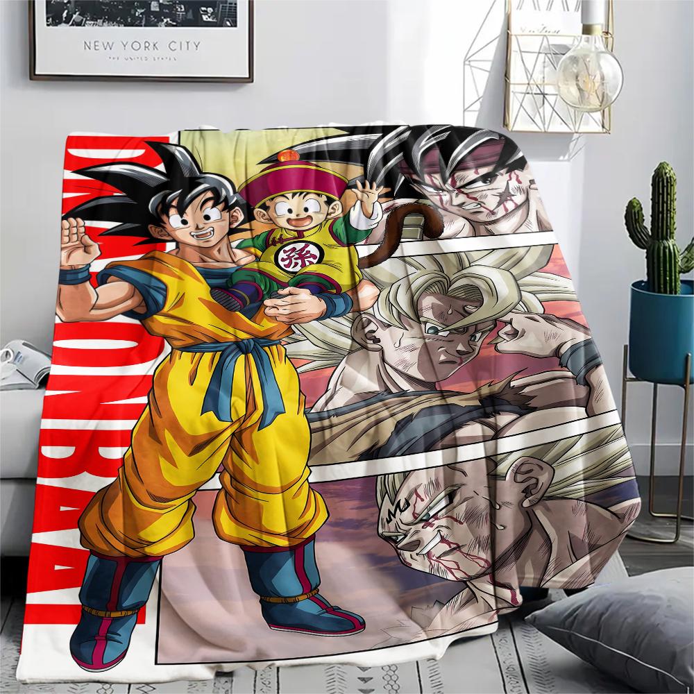 Dragon Ball Charaktere Druck Flanelldecke, Hohe Qualität, Bequem für Alle Jahreszeiten, Heimdekoration, Wärme und Komfort, Perfekt für Weihnachtsgeschenke