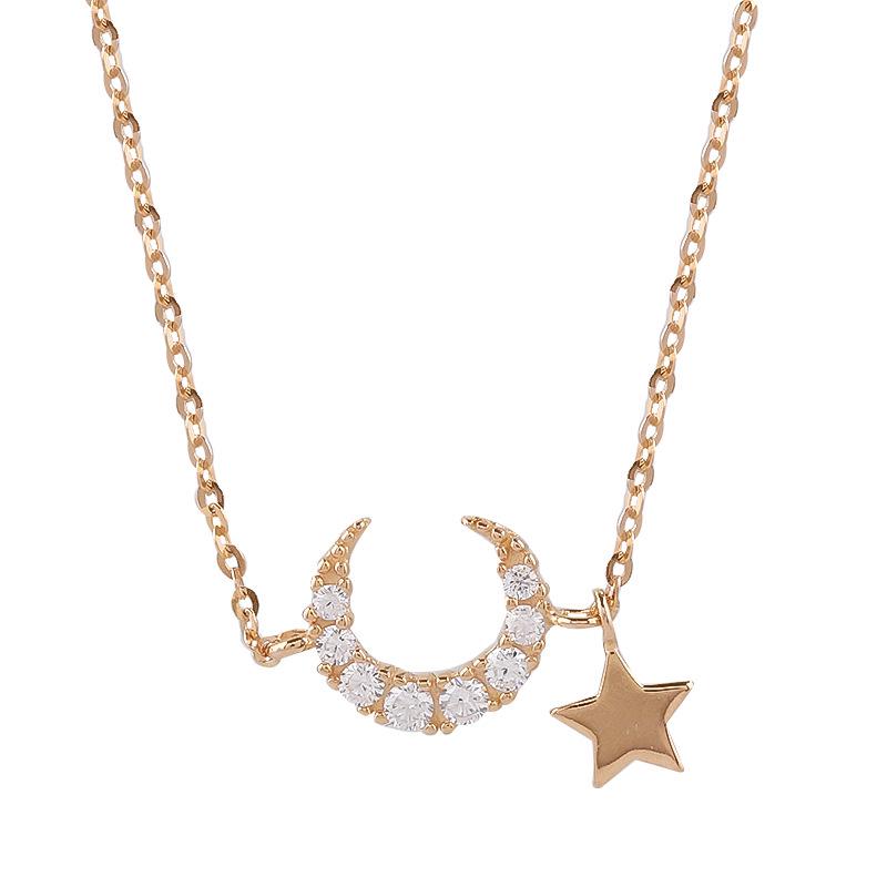 Star Moon Collarbone Chain Women'S Necklace Women'S Lamp Luxury Niche Simple Temperament Design Sense Ins Premium