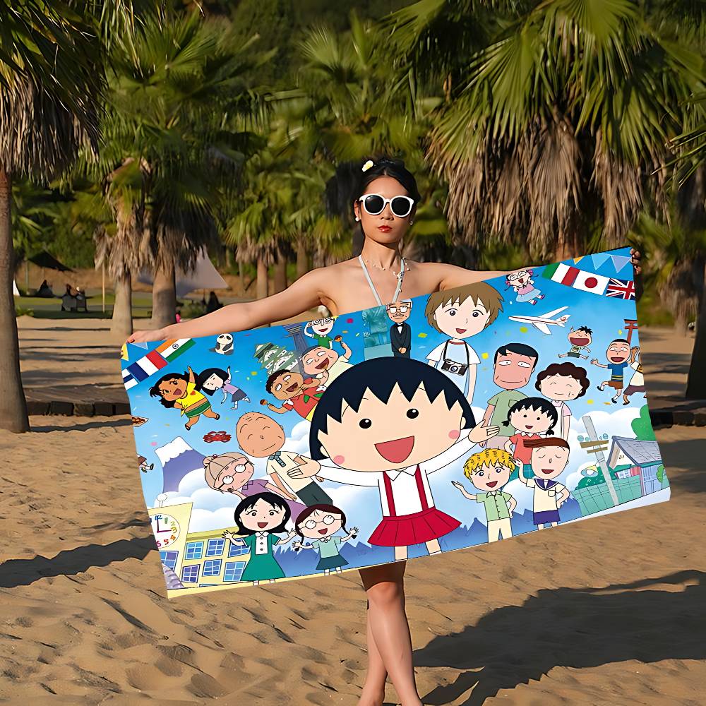 Catoon C-Chibi Maruko Chan Anime Beach Swimming Towel Soft Absorbent Washcloth Children's Gifts for Kids Travel Camping Gym
