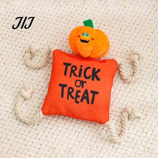 Tug of War Rope Toys for Pets Halloween Dog Squeaky Chew Toy, Funny Pumpkin Grim Reaper Spider Ghost Pet Gifts Plush Stuffed Toy Small, Medium, Large