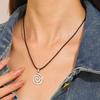 Hip Hop Burning Sun Pendant Leather Rope Necklace Vintage Whirlpool Goth Choker Necklaces For Men Boys