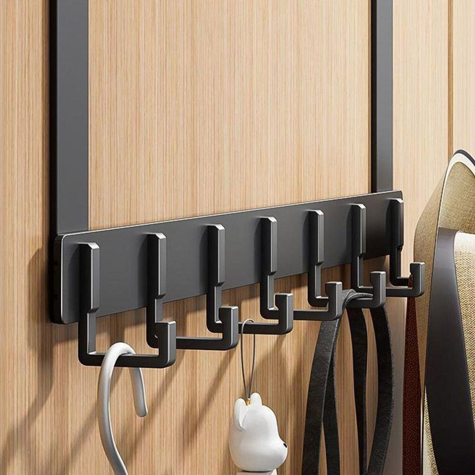 Metal Over-the-Door Hook Rack with 6 Hooks for Clothes, Coats, Hats, and Towels - No Punching Required, Ideal for Home, Bathroom, and Kitchen