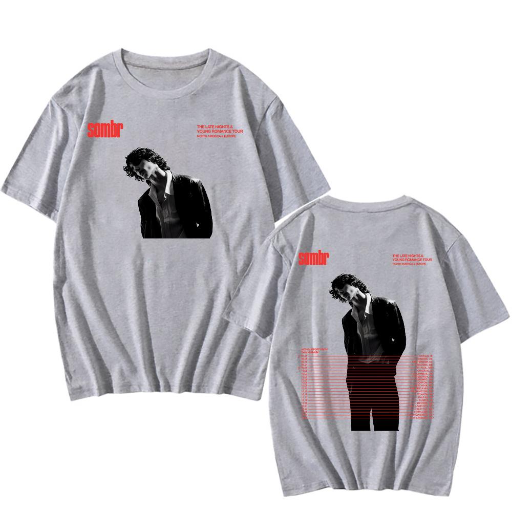 Sombr The Late Nights & Young Romance Tour T-Shirts 2025 Sänger Sombr Harajuku Ästhetische T-Shirts Hochwertige Baumwoll-Tees Unisex
