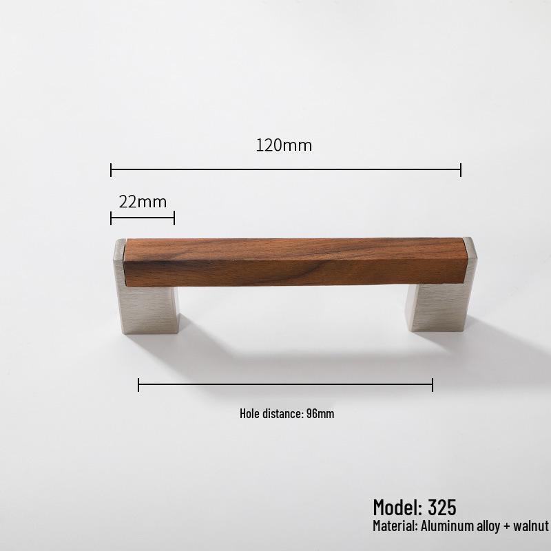 Japanese Minimalist Walnut Handle Solid Wood Cabinet and Wardrobe Drawer Handle