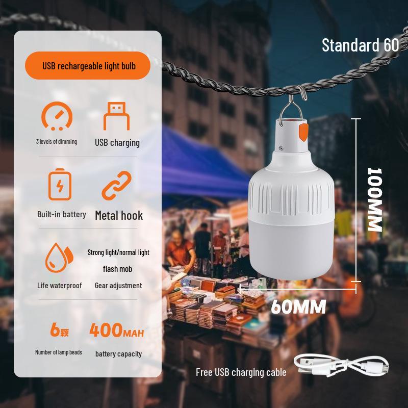 LED Energy-Saving Wireless Portable Camping Lantern - USB Rechargeable, Super Bright Light for Outdoor, Market Stall, or Night Use