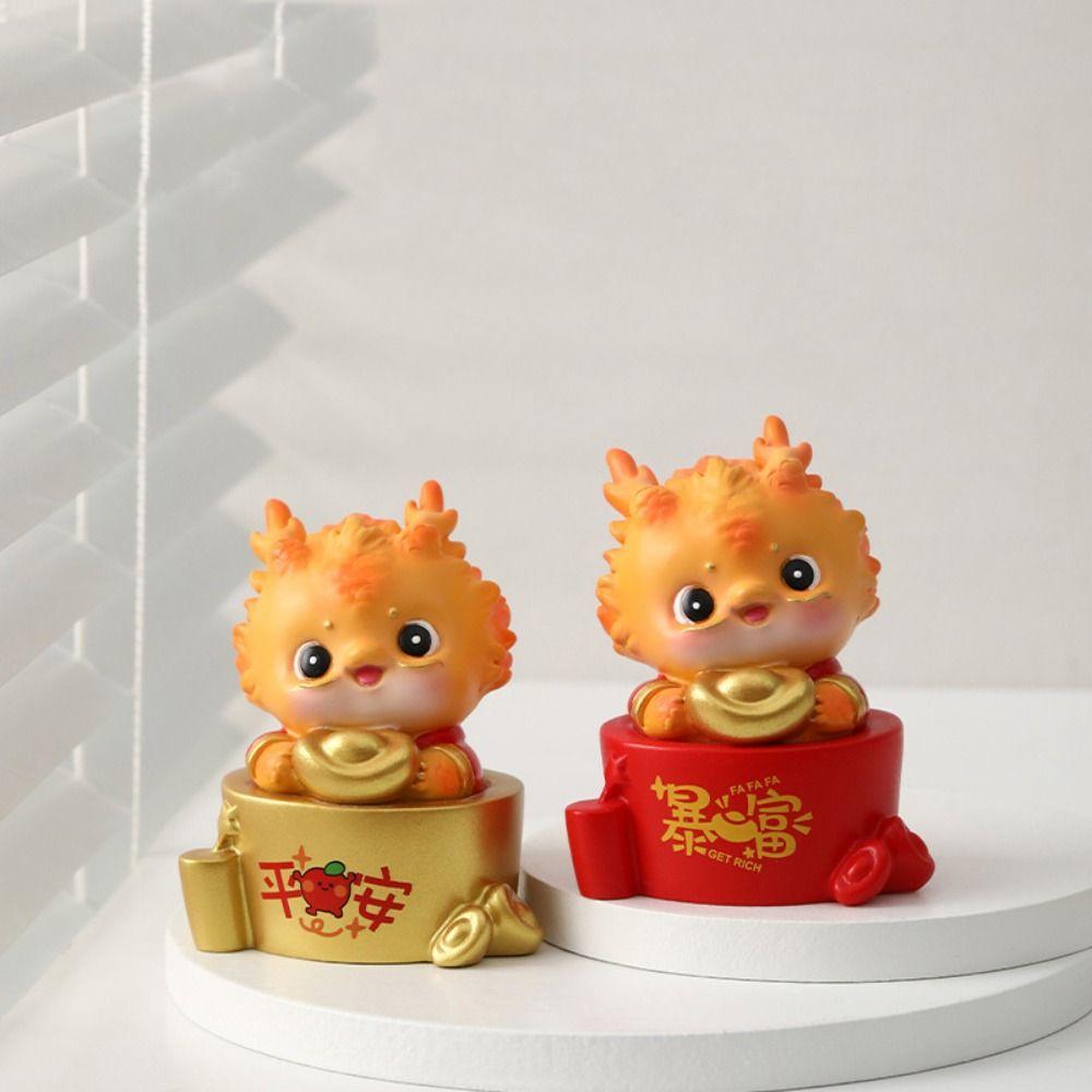 Waterproof Zodiac Dragon Ornaments Dragon Design Resin Dragon Miniatures Wear-resistant Cartoon Dragon Year Lucky Ornaments