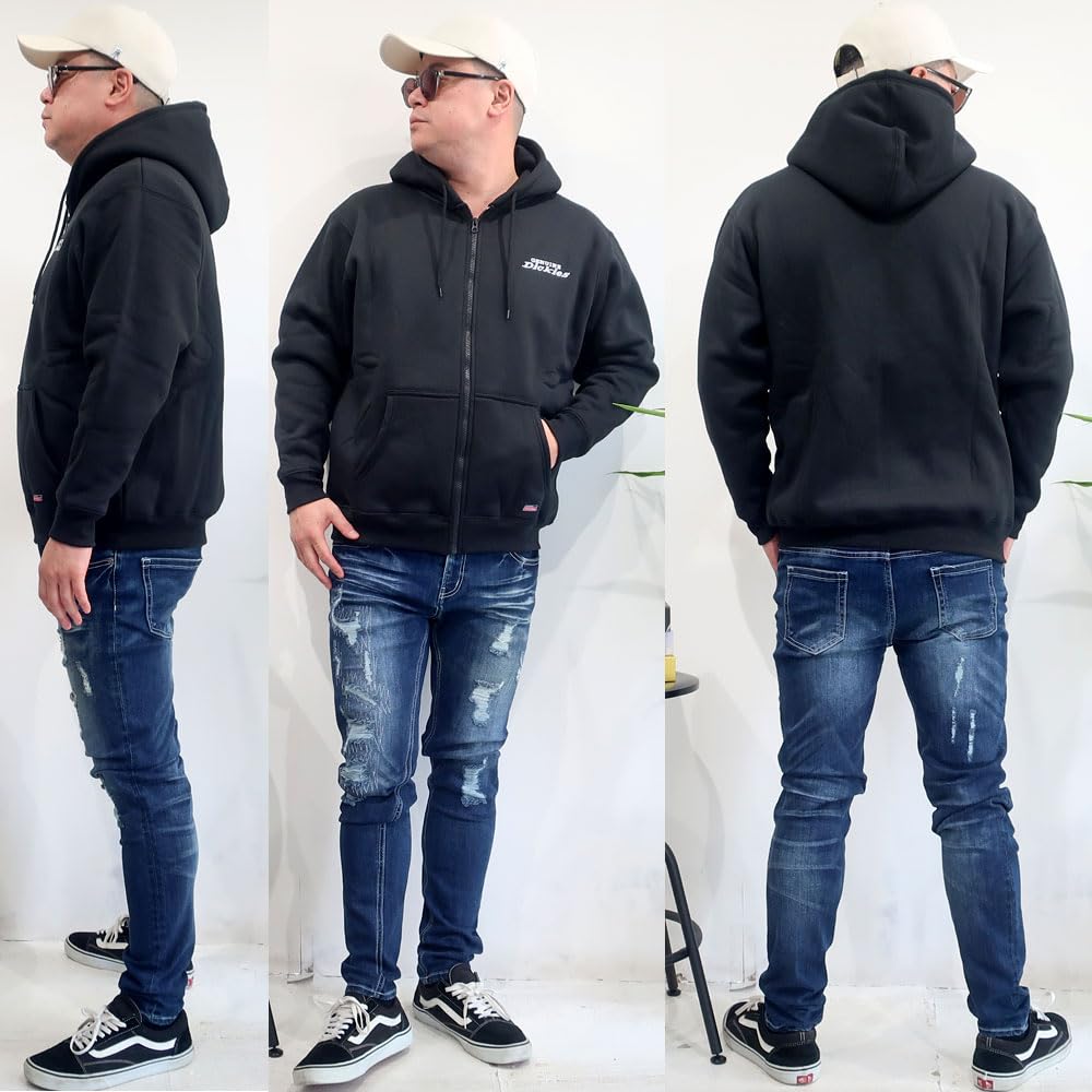 Men's Plus Size Dickies Zip Hoodie, Fleece-Lined, Long Sleeve, Sizes 3L, 4L, and 5L, 10001760 (JP, Alphabet, 3L, Brown)
