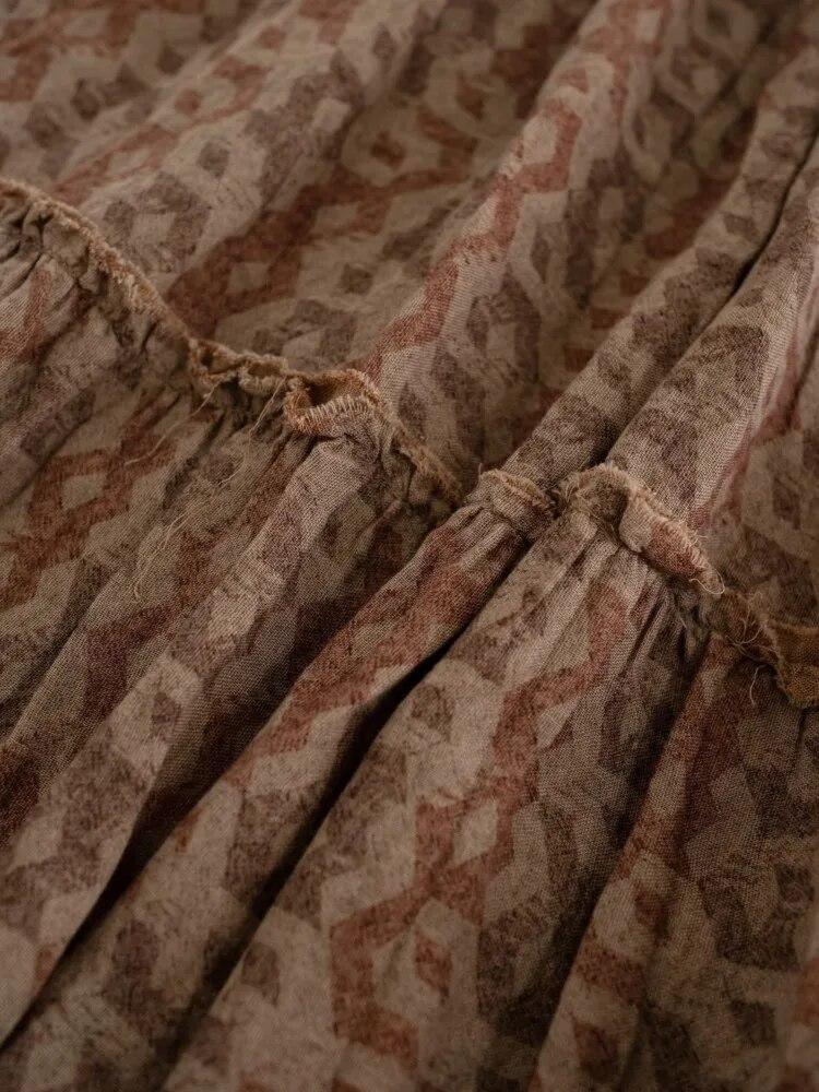 Johnature Frauen Drucken Floral A-linie Röcke Elastische Taille Baumwolle Weiche Kleidung Herbst Patchwork Vintage Frauen Röcke