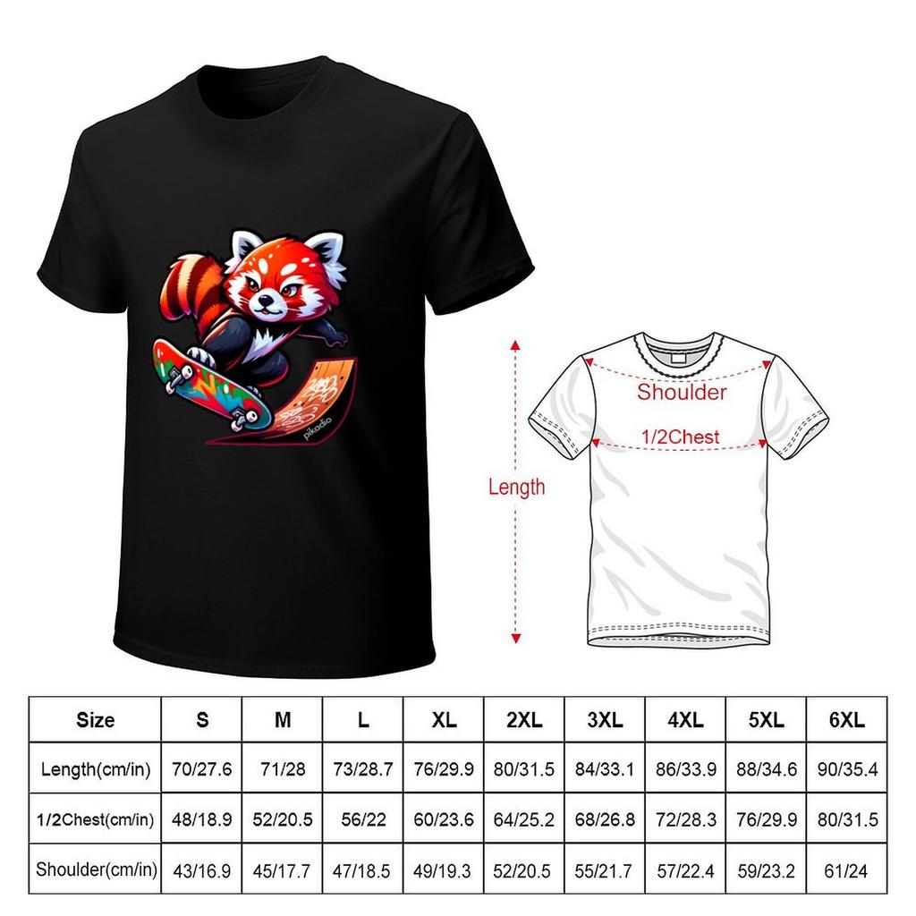 Red Panda Skate TShirt custom t shirt summer clothes Man tshirt mens workout shirts