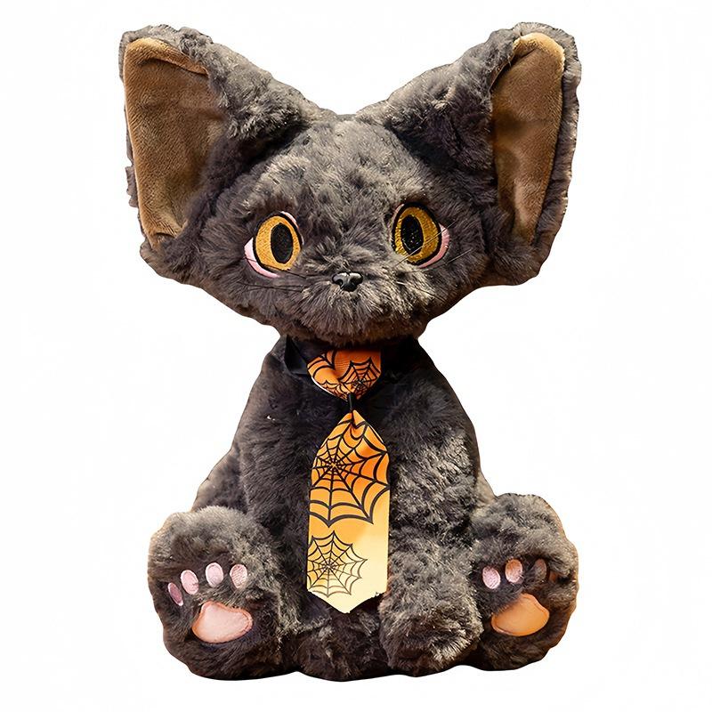 Kawaii Halloween Dark Devon Cat Plush Doll Pillow Pumpkin Lantern Witch Devon Cat Plush Toy Holiday Decor Gift for Girls and Boy