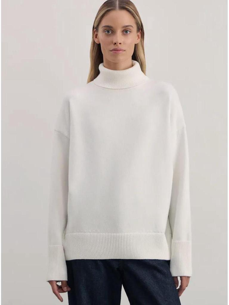 2025 Autumn/Winter High Neck Women's Solid Color Knitted Sweater European & American Style