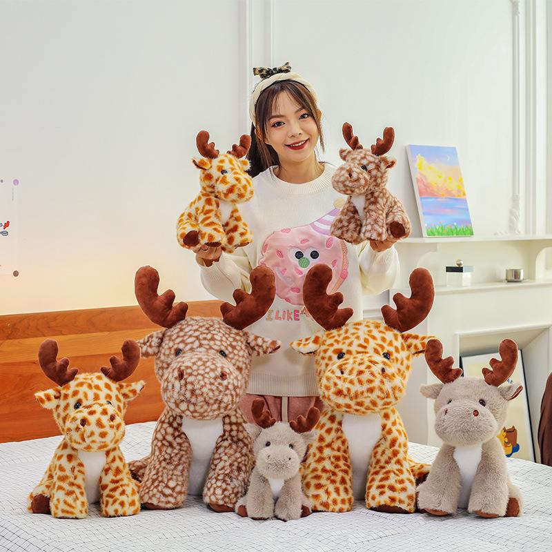 Cute Elk Doll Plush Toy Girl Birthday Gift Cartoon Sika Deer Doll Pillow Doll