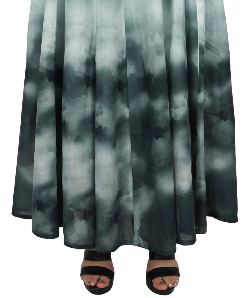Bimba Women's Cotton Printed Gray Skirt Elastic Waist Maxi Summer Skirts-L