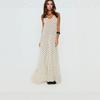 Women's French Polka Dot Spaghetti Strap Maxi Dress V Neck High Waist Elegant Vacation Long Dress