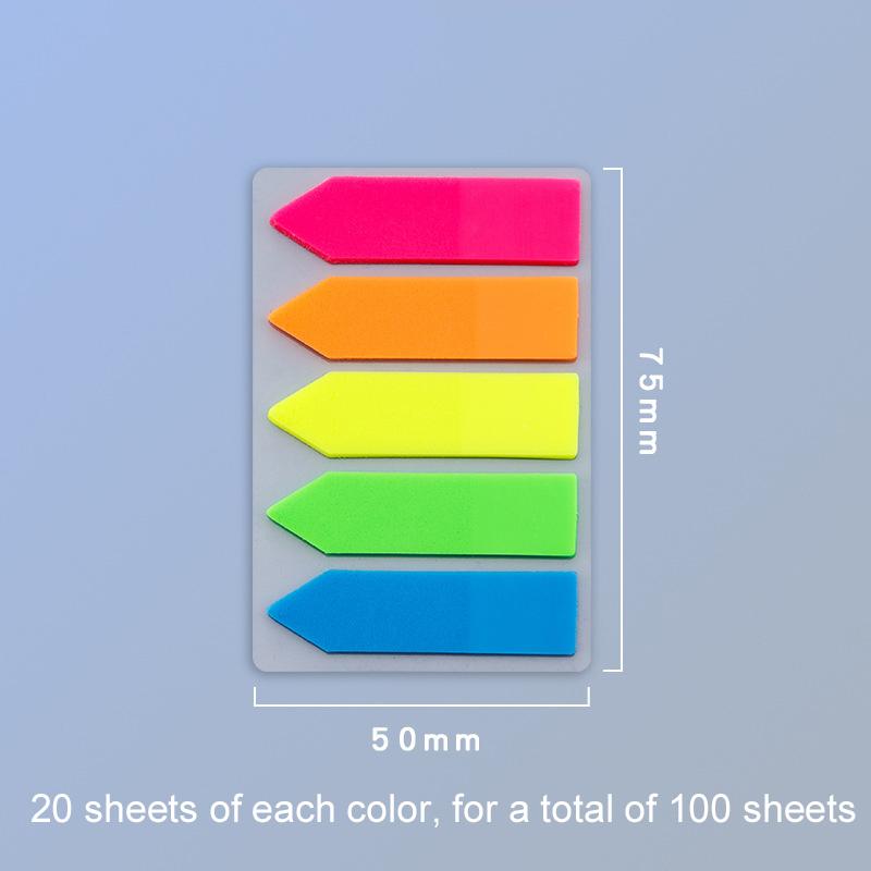 PET Index Sticker Color Marked Sticky Notes Office Cultural Supplies Student Stationery Semi-transparent Self Adhesive Strip TMZ