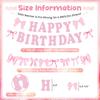 Bow Happy Birthday Banner, Pre-Strung Pink Bows Garland for Women Girls Bow Birthday Party Decorations, Bow Party Decor